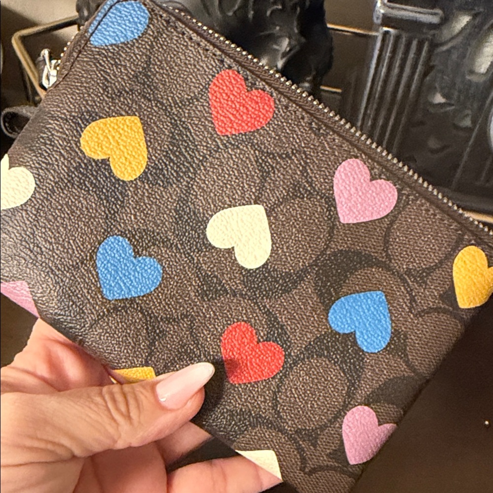 Coach Multicolor Heart Print Wristlet - Picture 4 of 8